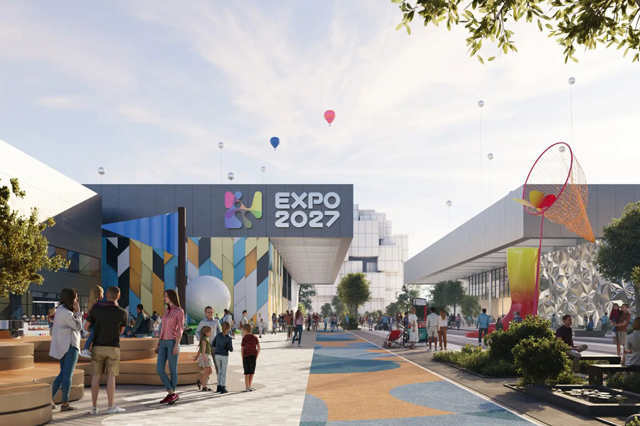 Offizielle Visualisierung des EXPO-2027-Geländes in Belgrad